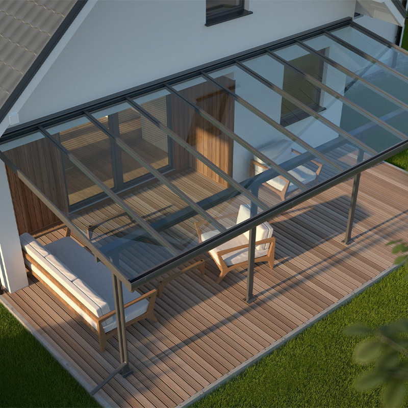 Curved glass canopy Suspended glass canopy Porch glass canopy with bracket