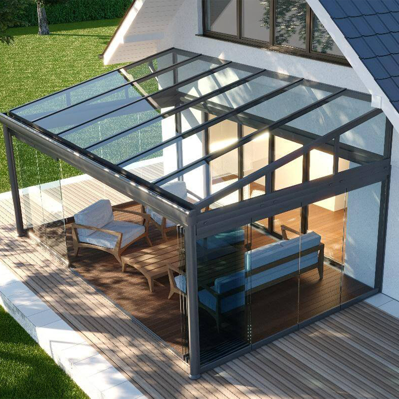 Curved glass canopy Suspended glass canopy Porch glass canopy with bracket