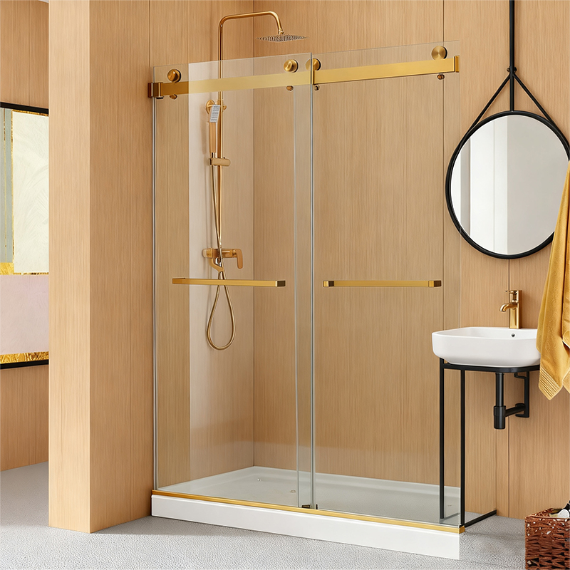 Brushed Gold Sliding Shower Doors